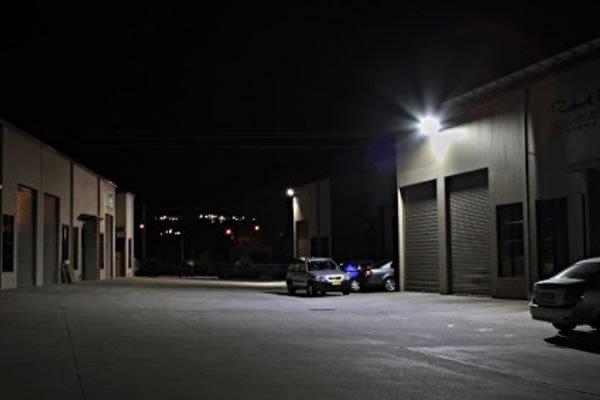 Floodlighting at night at storage facility - support lighting